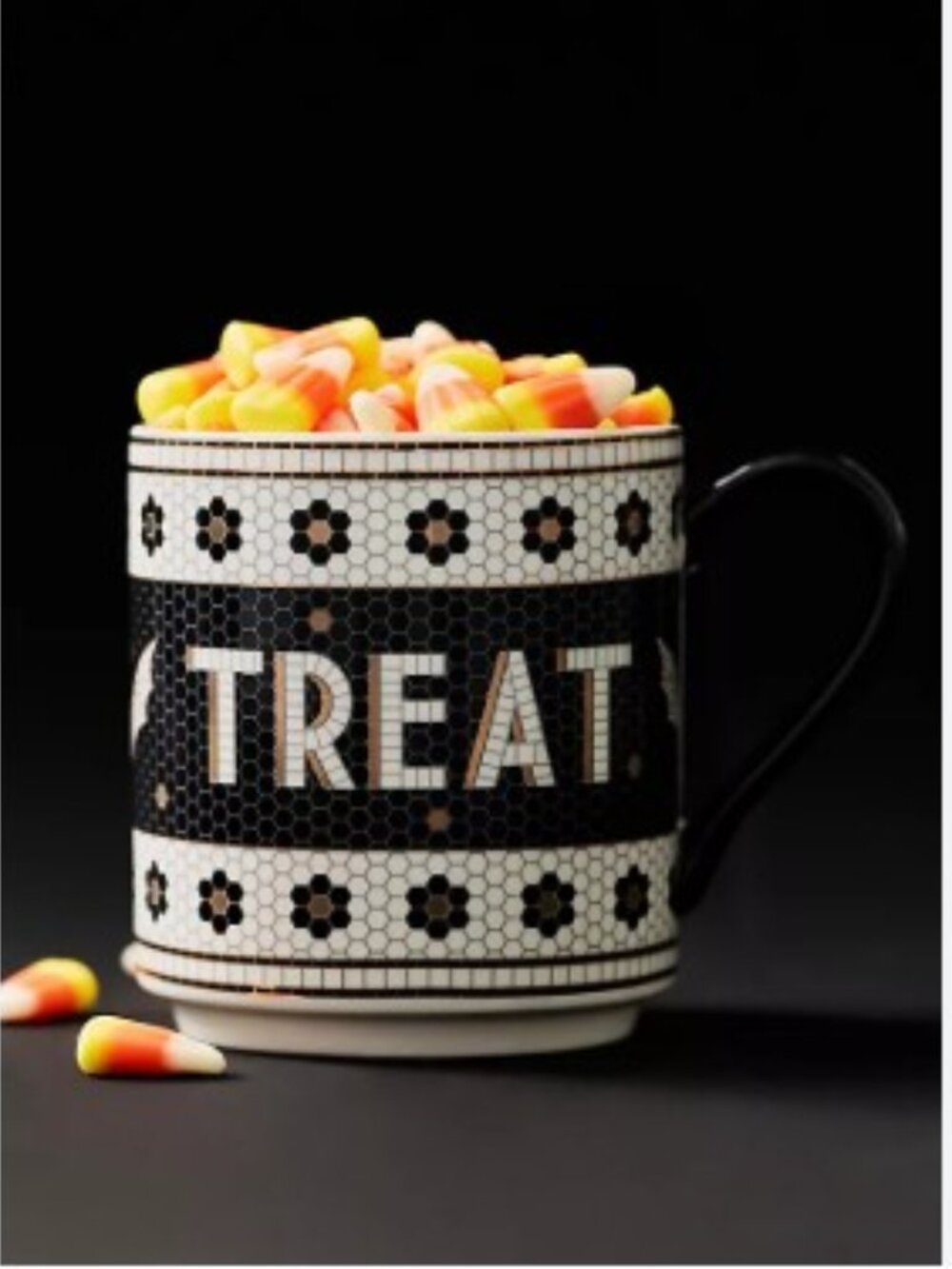 Anthropologie Bistro Tile Stoneware Mug: Halloween Edition - Bat - NWT